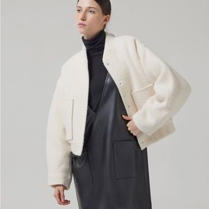 RAON CREAM BOUCLE BOMBER JACKET